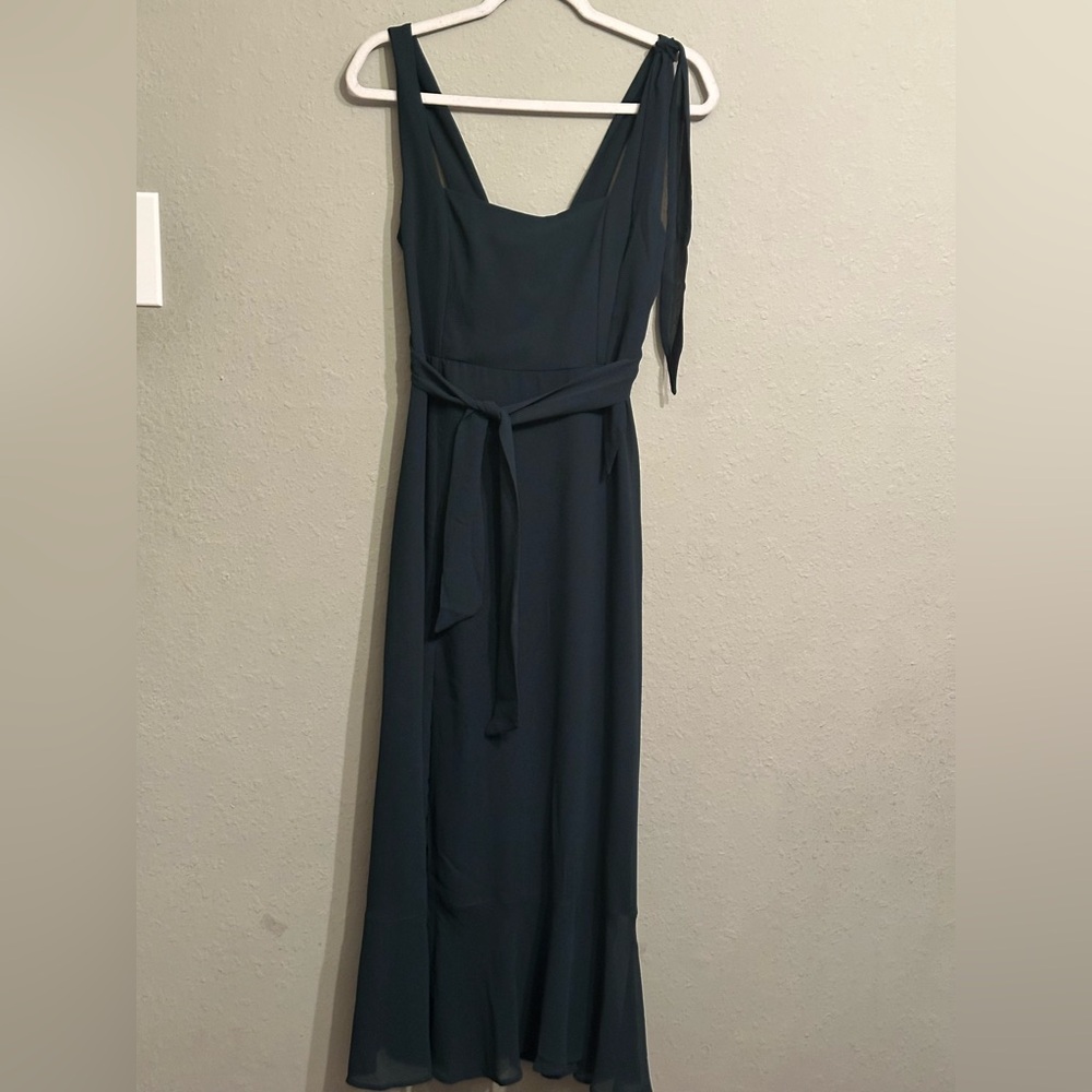 Show Me Your MuMu Teal Green Midi Dress with Tie Straps